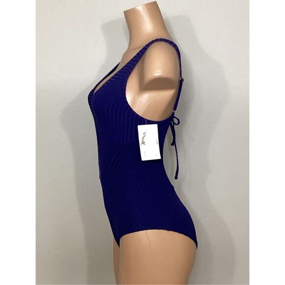 New. BECCA navy plunge neck swimsuit. Small. $129 - Picture 6 of 8